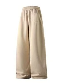 Women's Simple And Fashionable Solid Color Straight Leg Sports Pants, Breathable And Comfortable Soft Cropped Pants, 1pc Outdoor Casual Lace Up Women's Sports Pants - 卡其色 - 查看 3