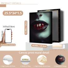 1 件无框哥特式吸血鬼帆布印刷品 - 吸血鬼牙齿印刷品、黑暗乡村风格艺术、哥特式美学、恐怖艺术印刷品、吸血鬼核心、黑暗幻想海报、墙壁艺术、房间装饰用品、秋季、万圣节、现代、复古（可选框架）