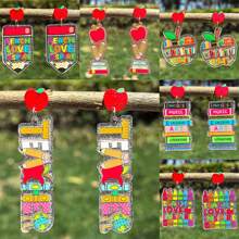 4/2pcs Colorful Pencil, Book Acrylic Stud Earrings, Cartoon Dangle Earrings, Suitable For Teacher's Day, Graduation, Back To School, Party, Street Style, Vacation, Daily Wear, Halloween, Christmas (No Card Included)