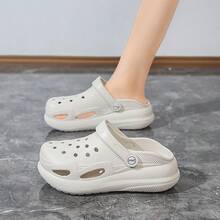 Thick Sole Hollow Out Slide Sandals, Fashion Closed Toe Anti-Slip Casual Summer Slippers For Women - 6806 White - View 4