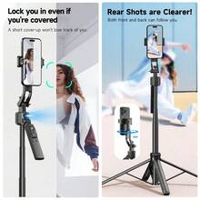 3-In-1 Extendable Aluminum Alloy Bluetooth Selfie Stick With 360° Rotatable Tripod, Auto Face Tracking For Smartphones, Wireless Remote, Compatible With IPhone 16/15/14/13/12 Pro, Android Phones, Black - Multicolor - View 6