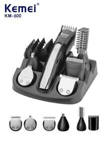Kemei 男士六合一可充电电动剃须刀、理发器、鼻毛修剪器、雕刻刀、体毛去除器（1件装） - 黑色 - 查看 3