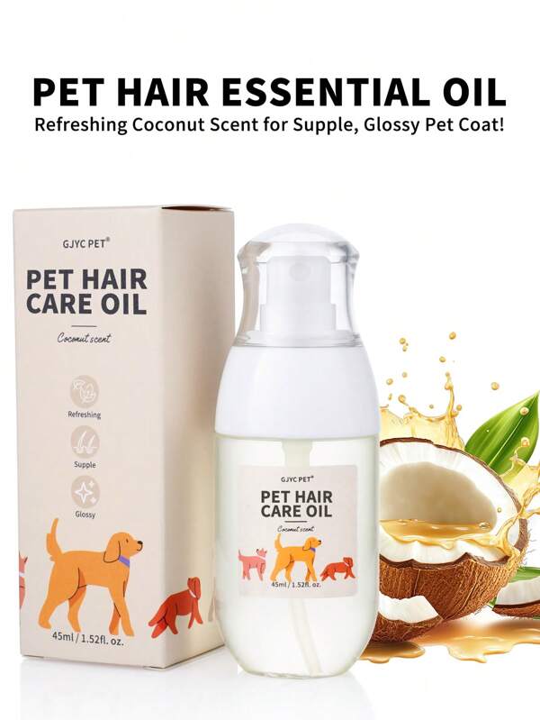 PETSIN Óleo Essencial Premium para Pêlo de Animal de Estimação - 45ml - Nutrição Profunda, Brilho Radiante, Desembaraço Fácil, Aroma de Coco com Fragrância Duradoura para um Pelo Mais Saudável e Sedoso