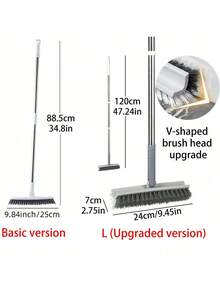 Long Handle Floor Brush, Bathroom Wall Cleaning Brush, Toilet Tile Cleaning Brush - White - View 2