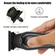 HIENA 1pc,2pcs,3pcs, Multi-Functional Cordless Men's Hair Clippers & Beard Trimmers, USB-Charging Men's Hair Clippers, Precision T-Shaped Trimmers And Shaver, Hair, Beard And Full-Body Beauty Tools, Suitable For Homes And Hair Salons, Are Gift Choices For Father's Day And Holidays - Black - View 9