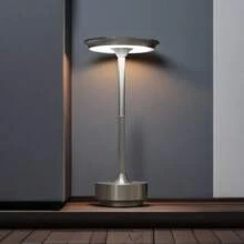 1pc Modern Wireless LED Desk Lamp, Bar Decor Atmosphere Light With Touch Control, Dimmable And 3 Color Temperatures - Rechargeable 1200mAh USB Power, Eye-Caring Design, Polished Metal Surface, Suitable For Living Room, Bedroom, Outdoor Use, Rechargeable Lamp (Gold, Black, Silver), Power Outage Emergency Lighting
