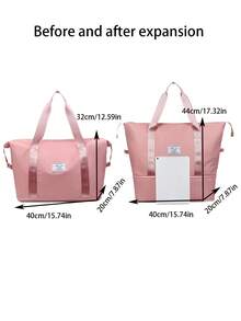 尼龙可扩展女士旅行包，男女干湿分离运动健身包，女士行李袋，可折叠化妆旅行包，女士防水手提包，适用于个人物品，颜色为樱花粉色，适用于旅行箱、过夜包、健身包、周末包、行李袋、随身包、大学包、行李袋、周末旅行包、医院包、假日冬季包、学校用品、学校用品 - 彩色 - 查看 13