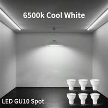 6 个 GU10 LED 灯泡，6W 220V，PVC 材料，室内使用，无需电池，非常适合房间电气/硬接线，220V-240V 工作电压，高效功耗，室内照明节能灯泡耐用 PVC 灯泡，灯泡，房间电气照明