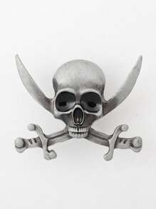 1 件复活节万圣节骷髅海盗胸针女巫合金水钻徽章金属首饰 - 復古銀色 - 查看 5