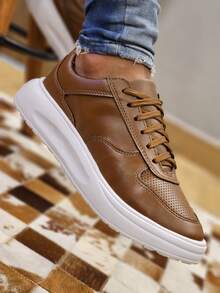 Men's Casual Modern Minimalist Sneakers Soft Versatile Sapatenis - Rỉ Nâu - Xem 3