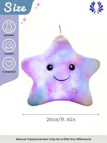 24厘米/9.4英寸彩色夜光星星枕头毛绒玩具星星填充动物毛绒玩具（不含电池）装饰创意礼物儿童生日派对装饰品新年家居女孩房间装饰感恩节 - 彩色 - 查看 4