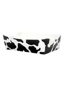 10pcs/20pcs/50pcs Cow Print Paper Food Trays Cow Plates Cow Print Snack Bowls Party Supplies Serving Tray Nacho Trays Food Boats Fresh Fries Boxes White And Black Paper Tray Cow Party Favors For Farm Them Birthday Babe Shower Decorations