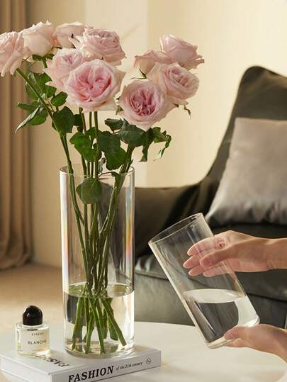 1pc Transparent Acrylic Flower Display Bucket, Household/Florist Large Deep Watering Flower Pot For Fresh Flowers And Plants. Made Of Plastic For Flower Arrangements.,Home Decor,Flower Vase,Centerpiece,Table Decor Gifts Birthday Graduation Room Decor Glass Vase