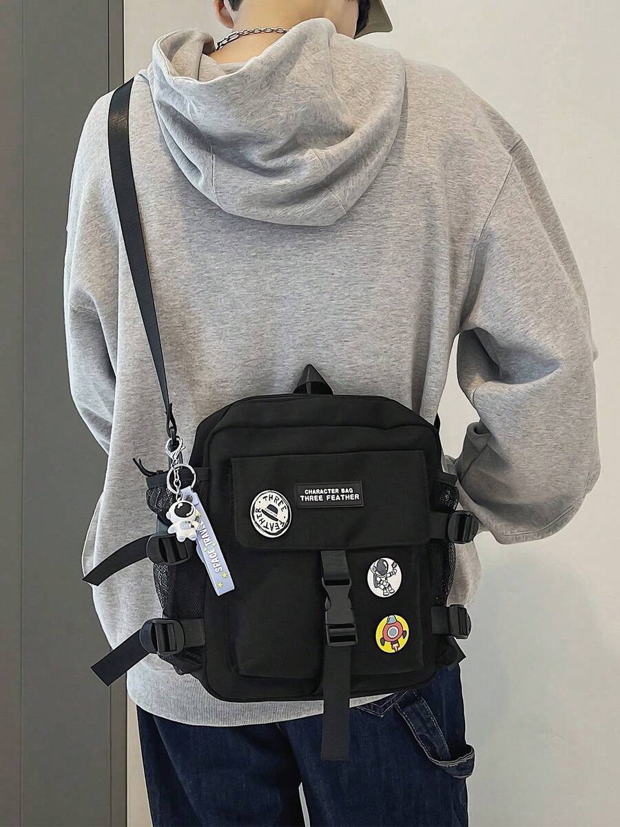 1 件运动时尚休闲男士斜挎包、学生男士单肩包、男士斜挎包、男士冬季户外包、黑色大容量多功能节日礼物、男士情人节礼物、旅行必需品、节日必需品、男士露营单肩包、夏季返校用品、情人节礼物、男士情人节礼物、背包、斜挎包、春季学习用品、钱包