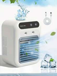 1 件 USB 可充电迷你空调风扇 - 便携式桌面冷却设备，带锂电池，无线和 USB 充电，适用于家庭、办公室或宿舍，冷却设备