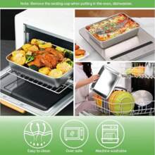 1pc Stainless Steel Food Storage Container - Kitchen Organization Set With Black Transparent Sealed Lid, Stackable, Suitable For Salad, Fruit, BBQ Side Dish Plate - Fruit Plate, Steamed Fish, Baked Fish Plate, For Refrigerator & Freezer