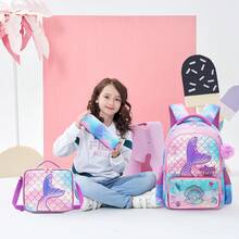 3PCS Backpacks For Girls Cute School Backpacks For Elementary Students Kids Aesthetic Travel Backpack Large Capacity Laptop Bookbag With Lunch Box 3 In 1 Backpack Set For Girls Back To School