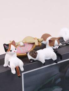 1 件迷你可爱懒散猫咪雕像，可爱又有趣，适合家居装饰、汽车装饰、小礼物 - 彩色 - 查看 8