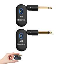 Wireless Guitar System 2.4GHz 2 Modes, Thumb-Size, 90° Rotatable, 100ft Range, Wireless Guitar Transmitter Receiver Plug & Play For Guitar, Bass, Violin, Keyboard - Black (1TX + 1RX) - 黑色 - 查看 1