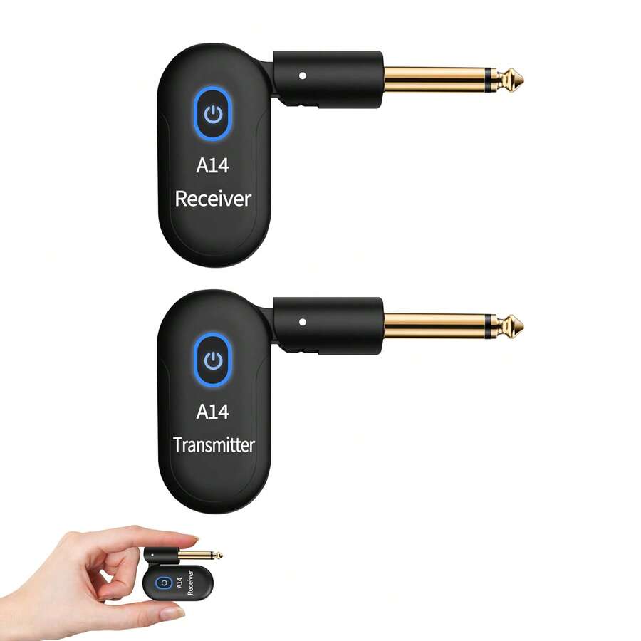 Wireless Guitar System 2.4GHz 2 Modes, Thumb-Size, 90° Rotatable, 100ft Range, Wireless Guitar Transmitter Receiver Plug & Play For Guitar, Bass, Violin, Keyboard - Black (1TX + 1RX) - 黑色 - 查看 1