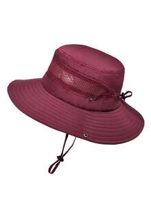 1pc Men's Summer Breathable Sun Block Cap, Outdoor Fishing Wide Brim Bucket Hat, Hiking UV Protection - 9045 - View 19