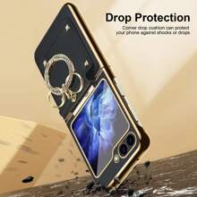 Fashion Women's Ring Holder Phone Case With Lens Protection, Compatible With Samsung Galaxy Z Flip 7/6/5/4/3