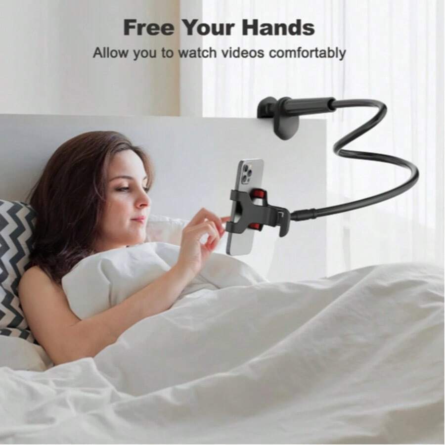 1pc Universal 360° Rotating Tablet And Phone Stand - Adjustable Flexible Spiral Base, Suitable For Slouchy Browsing, Perfect Bedside Companion, Ergonomic Design, Space-Saving, Durable, Multi-Angle Viewing For Tablets And Smartphones
