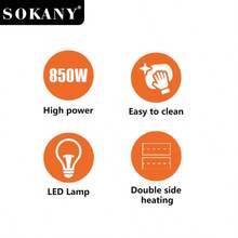 SOKANY 电动热狗机和香肠烤架，配有油滴盘和电缆储存装置，适用于素食香肠、烧烤或热狗，不粘板，易于清洁