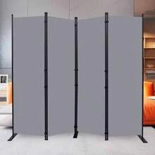 Room Divider Single Panel Privacy Screen, Wide Rolling Wall Divider With Lockable Wheels, Portable Room Partition Screen, Freestanding Room Divider Screen For Home Offi - Panel mejorado de 4 paneles + gris - Ver 1