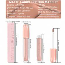 AINIPINK 1pcs Matte  Lipstick, Easy To Color, Lip Gloss, Waterproof, Sweat-Proof, Non-Stick To Cup, Non-Fading, Long-Lasting, Exquisite, Suitable For Gifts, Festival Makeup, And Performance Makeup - Nhiều màu - Xem 7