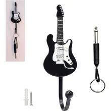 Guitar Shaped Coat Hanr H And Amp Plugin Key Chain For Amplifier Hanr And Holder Rack Or Single Decoration Great Holiday Gift For Music Lovers - 黑色 - 查看 1
