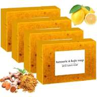 Turmeric & Kojic Soap, Lemon Turmeric & Kojic Acid Brightening Soap, Natural Organic Turmeric Face & Bath Soap Bar For Face & Body, Deep Cleansing & Smoothing Skin