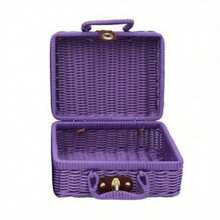 Retro PP Rattan Baskets Picnic Storage Basket Wicker Suitcase With Hand Gift Box Woven Cosmetic Storage Box Organization Storage - Multicolor - View 15
