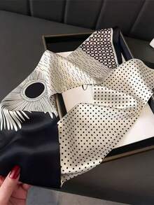 1入組女士春夏款休閒模擬絲質圍巾，專業印花圍巾適用於脖子、頭巾，薄型裝飾圍巾或腰帶，頭巾時尚髮箍 - A - 查看 42