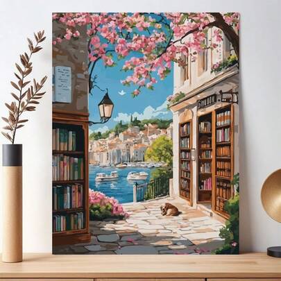 1 件套成人初学者丙烯数字油画花卉树木油画套装带数字适用于家居墙面装饰 40x50 厘米/16x20 英寸无画框