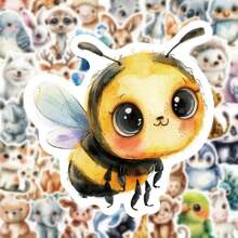 50 buc autocolante drăguțe cu animale în acuarelă, personalizate, artizanat, scrapbooking, pentru sticle de apă, cutie de șervețele, raft, tabletă, husă de telefon, chitară, valiză, cască, frigider, scrapbooking, aplicații decorative autoadezive, finisaj mat, excelent pentru cadouri de sărbători!