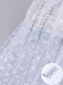 354 X 5.9 Inch Xmas Mesh Yarn Roll, 10 Yards White Snowflake Pattern Christmas Mesh Ribbon, For DIY Wreaths Bow Ribbon Swags And Christmas Tree Decoration,Christmas Decoration, Christmas Gift Wrapping Supplies Ribbon, Wedding Party Golden Silk Mesh Yarn Festival Evening Party Decor,Wreaths, Stair Decoration Net Ribbon,Xmas Decor - White - View 4