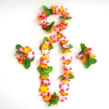 夏威夷花环派对装饰，项链花手链头饰，热带夏威夷派对夜酒吧度假