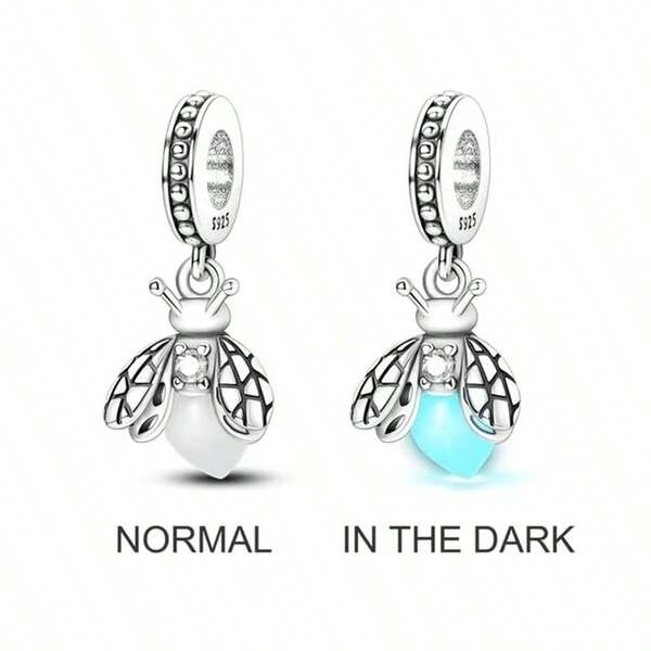 Cuentas de luciérnaga de plata de ley 925, adecuadas para pulseras DIY, regalo para mujeres