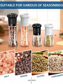 CLITON 1/2 件手动胡椒研磨器 – 节日礼物首选，厨房必备！非常适合节日、乔迁贺礼或烹饪爱好者的馈赠。配备大容量玻璃研磨盒、防尘设计，加长研磨带，研磨更舒适。适用于黑胡椒、白胡椒、海盐、玫瑰盐等 – 实用、时尚、贴心