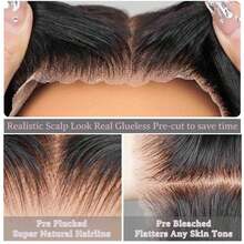 Uveous 40 42 Inch 250% Density Wear And Go Glueless Wigs Human Hair Pre Cut Pre Plucked With Baby Hair 5x5 13x4 Bone Straight Lace Frontal Wigs Human Hair Wigs For Women No Glue Hd Lace Front Closure Ready To Wear Wigs 250% Density Natural Black 3 Seconds To Wear Halloween Season - Natural Black - 查看 6