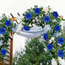 15/30 件人造玫瑰假花植物、花束、用于家居装饰、婚礼装饰、秋季装饰、花束 DIY、花环材料、糖果盒配件、秋季装饰、房间装饰、厨房配件、餐厅、卧室装饰、浴室配件、派对装饰、万圣节装饰、圣诞节装饰、新年装饰、新娘手捧花、校园装饰、户外花园配件（不含盒子）、含三片叶子 - 藍色 - 查看 5