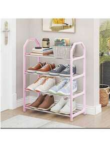 1 pièce Étagère à chaussures économique pour l'entrée de la maison, le dortoir. Rack de rangement attrayant à plusieurs niveaux pour l'entrée. Meuble à chaussures anti-poussière. Étagère à 4 niveaux pour le balcon. Super grande capacité de rangement