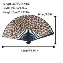 Quạt xếp họa tiết da báo thanh lịch, khung đen - Phong cách công chúa thời trang, nhẹ và dễ mang theo, phù hợp cho phụ nữ, quạt cầm tay | Quạt chủ đề công chúa | Quạt nhẹ (Không bao gồm vỏ quạt) - Nhiều màu - Xem 3