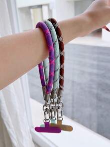 1 件彩色手工手机挂绳，创意涤纶腕带手机挂饰