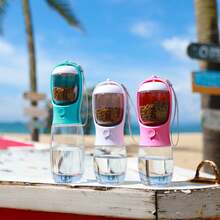 Dog Water Bottle With Food Container, Travel Puppy Water Bowl, Portable Pet Dispenser, Dog Stuff Accessories Items, Automatic Feeder Feeding, Puppy Essentials Necessities For Yorkie Chihuahua Cat Walking And Hiking - Hồng - Xem 7