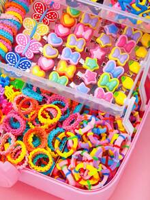 570 件女孩彩色蝴蝶结发夹，时尚简约水果柠檬发圈马尾辫夹套装，学生礼物，日常和派对使用