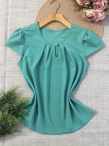 Women Blouses - Teal Blue - View 1