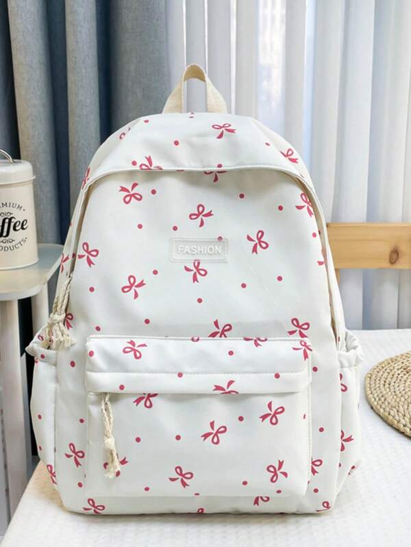The New Japanese-Style Fresh And Artistic Versatile Large-Capacity Bowknot Printed Backpack Is Suitable For Students To Go To School, Attend Classes, Study Independently, And Commute. It Is Also A Great Holiday Gift For Ladies.