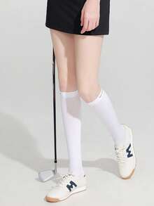 1 双女士夏季冰丝防紫外线及膝袜，高尔夫运动透气防滑大腿袜